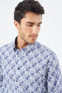 Leo Chevalier Mens Blue Hidden Button Down No Iron Shirt