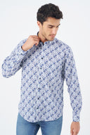 Leo Chevalier Mens Blue Hidden Button Down No Iron Shirt