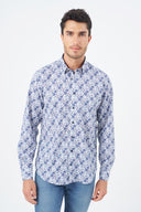 Leo Chevalier Mens Blue Hidden Button Down No Iron Shirt