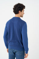 Leo Chevalier Mens Denim Twotone Crewneck Sweater