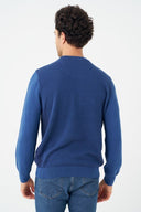 Leo Chevalier Mens Denim Twotone Crewneck Sweater