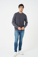 Leo Chevalier Mens Anthracite Twotone Crewneck Sweater