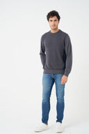 Leo Chevalier Mens Anthracite Twotone Crewneck Sweater