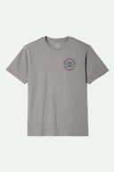 Brixton Mens Heather Grey/Navy/Purple Oath V SS Tshirt
