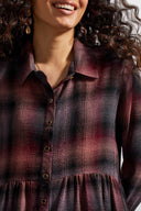 Tribal Ladies Button Front High Low Blouse w/Peplum