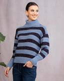 Alison Sheri Ladies Blue Combo Knit Sweater