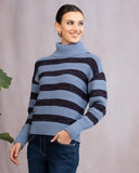Alison Sheri Ladies Blue Combo Knit Sweater