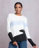Alison Sheri Ladies Blue/White/Black Knit Sweater