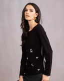 Alison Sheri Ladies Black Knit Sweater
