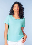 Alison Sheri Ladies Aqua SS Top