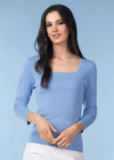 Alison Sheri Ladies Blue Lightweight Sweater