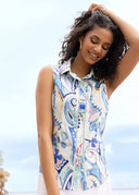 Alison Sheri Ladies Blue Sleeveless Blouse