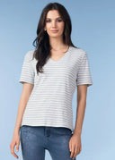 Alison Sheri Ladies Blue Stripe SS Top