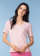 Alison Sheri Ladies Pink Stripe SS Top