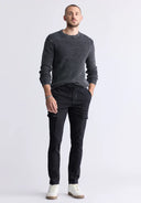 Buffalo Mens Charcoal Washy Textured Knit Crewneck Sweater