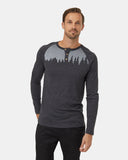 Ten Tree Mens Meteorite Black Heather/White Treeblend Classic Henley LS Shirt