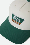 Brixton Men's Linwood NetPlus Off White/Primal Green Snapback Hat