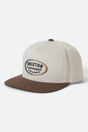 Brixton Men's Off White/Pinecone Brown Rhett Snapback Hat