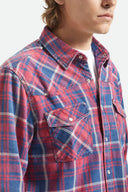 Brixton Men's Waylon Lightweight Denim Plaid L/S Overshirt