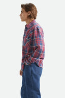 Brixton Men's Waylon Lightweight Denim Plaid L/S Overshirt