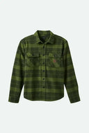 Brixton Mens Cypress Green/Black Bowery Heavy Weight LS Flannel