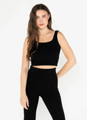 C'est Moi Ladies Black Bamboo Rib Square Neck Tank