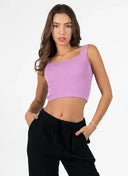 C'est Moi Ladies Orchid Bamboo Rib Square Neck Tank