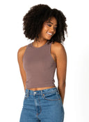 C'est Moi Ladies Mocha Bamboo Ribbed Tank