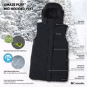 Columbia Ladies Amaze Puff Mid Black Hooded Insulated Vest
