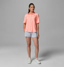 Columbia Ladies PFG Castleback Tiki Pink Woven SS Shirt