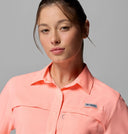 Columbia Ladies PFG Castleback Tiki Pink Woven SS Shirt