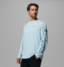 Columbia Men's PFG Terminal Tackle Marine Light/Nocturnal Logo LS UPF 50 Tshirt