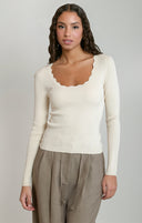 Dex Ladies Birch Scallop Neckline Sweater Top