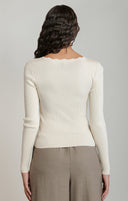 Dex Ladies Birch Scallop Neckline Sweater Top