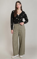 Dex Ladies Black Embroidered Flower Cardigan