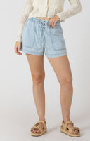 Dex Ladies Bleached Wash Drawstring Denim Shorts