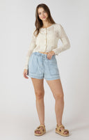 Dex Ladies Bleached Wash Drawstring Denim Shorts