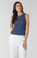 Dex Ladies Blue Waffle Knit Tank