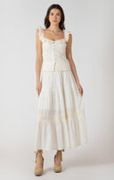 Dex Ladies Button Front Eyelet Ecru Tank