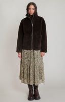 Dex Ladies Dark Brown Faux Sherling Jacket