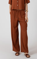 Dex Ladies Drawstring Wide Burnt Sienna Pant