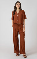 Dex Ladies Drawstring Wide Burnt Sienna Pant