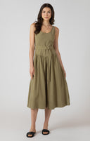 Dex Ladies Dusty Sage Wash Belted Drop Waist Midi Dress