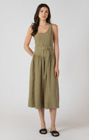 Dex Ladies Dusty Sage Wash Belted Drop Waist Midi Dress