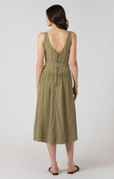 Dex Ladies Dusty Sage Wash Belted Drop Waist Midi Dress