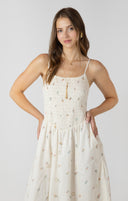 Dex Ladies  Eyelet Blooms Smocked Detail Midi Dress