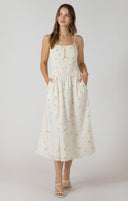 Dex Ladies  Eyelet Blooms Smocked Detail Midi Dress