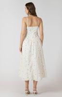 Dex Ladies  Eyelet Blooms Smocked Detail Midi Dress