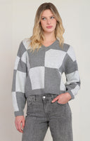 Dex Ladies Heather Grey Colourblock Sweater