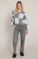 Dex Ladies Heather Grey Colourblock Sweater